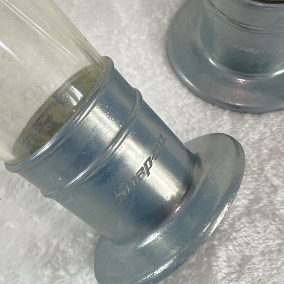 Snap On tools set of two beer mug beverage tumbler silver, gray, clear thick pla - Picture 2 of 4